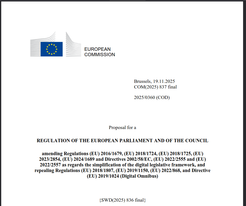 RGPD / GDPR omnibus révision et simplification 2018 vs 2025, 153 pages !!!